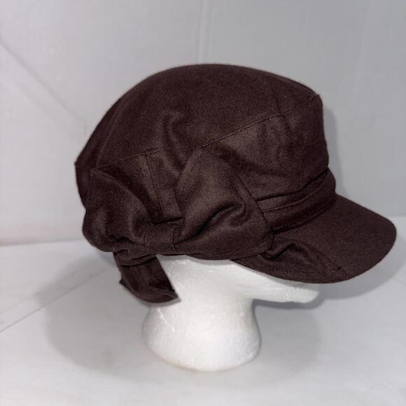 Accessories - August Y2K Style Bow Brown Newsboy One Size Boho Hippie Wool Blend Ladies Hat